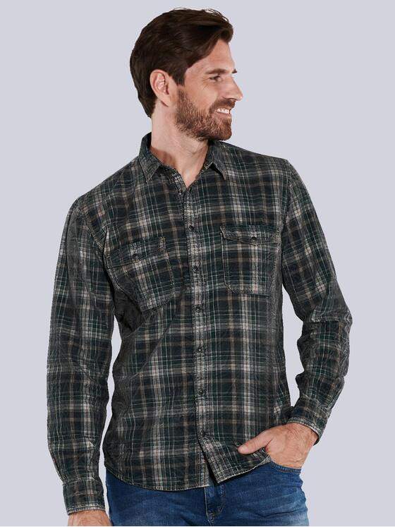 engbers Herren Langarm-Hemd aus Cord Blau 35659