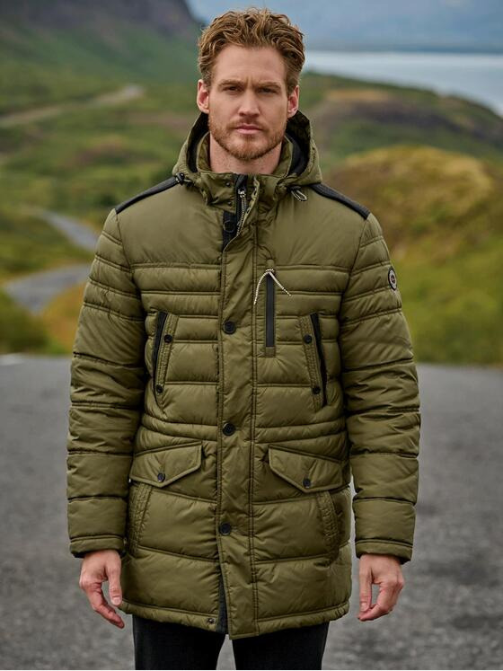 engbers Herren Steppjacke mit abnehmbarer Kapuze Grün 35533