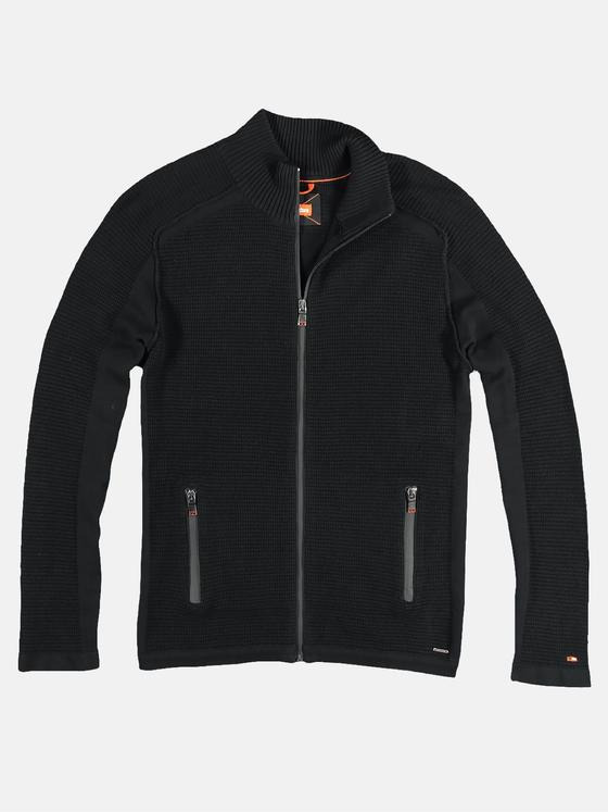 emilio adani Herren softe Strickjacke mit unterschiedlichen Strukturen Schwarz 28938