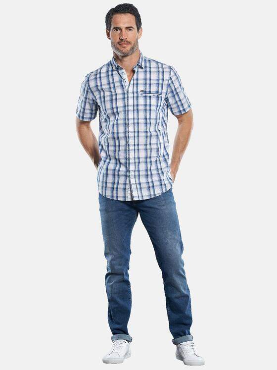 engbers Herren Sommerliches Karohemd mit dezenten Kontrastdetails Marineblau 29608