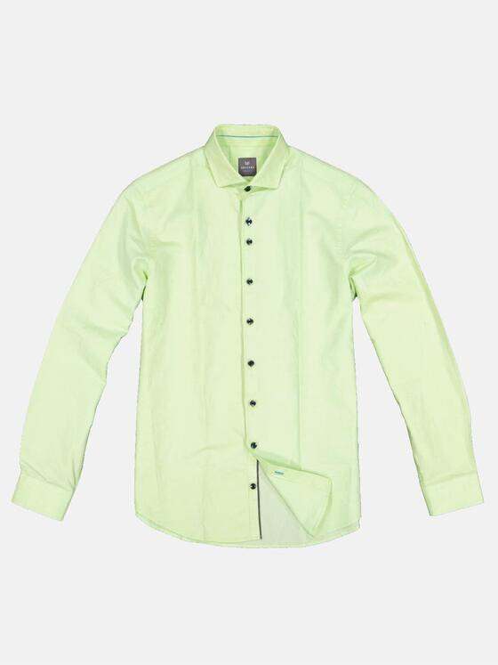 ENGBERS GERMANY Herren Langarm-Hemd mit Leinen-Anteil Limonengelb 33234