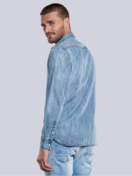 emilio adani Herren Jeans-Hemd uni Blau 33622