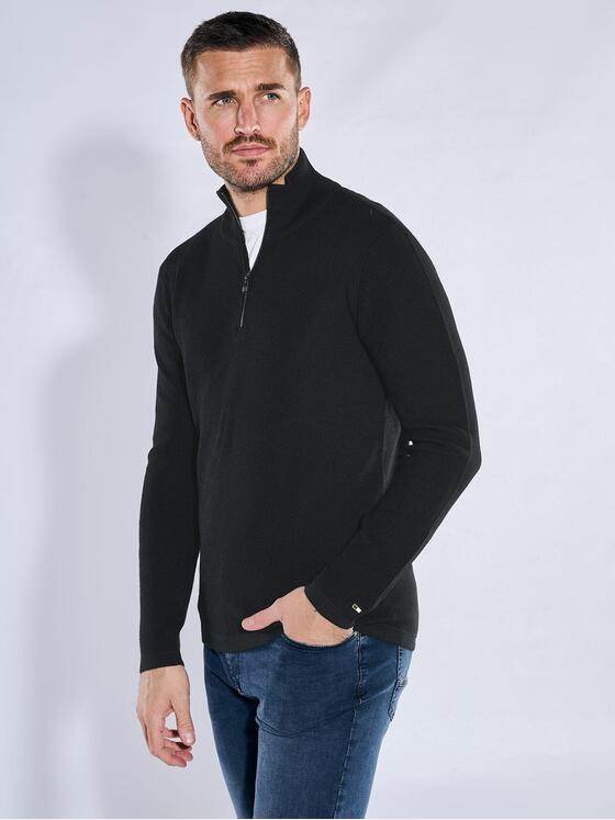 emilio adani Herren Pullover aus Merinowolle Schwarz 38251