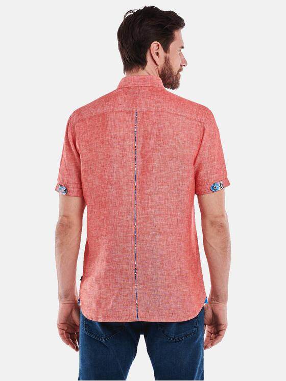 engbers Herren Kurzarm-Hemd aus Leinen Rot 35071