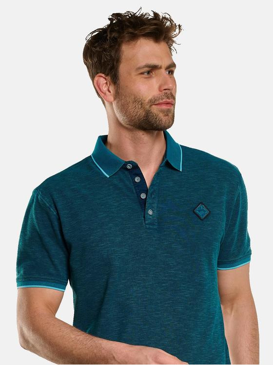 engbers Herren Polo-Shirt strukturiert Petrolblau 33073