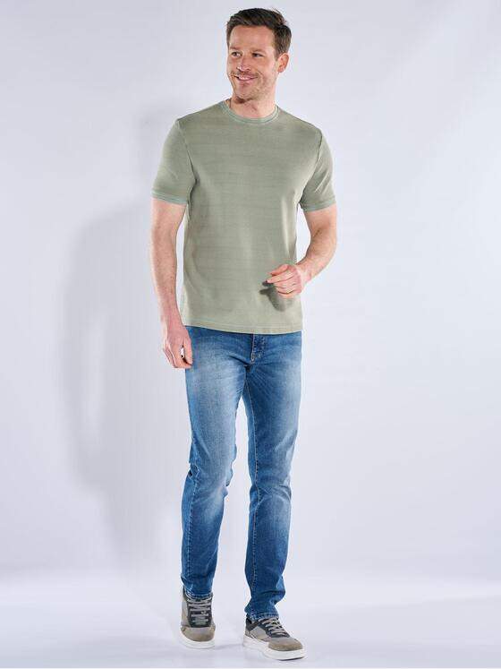 engbers Herren Strukturiertes T-Shirt im Streifendesign Gruen 40499