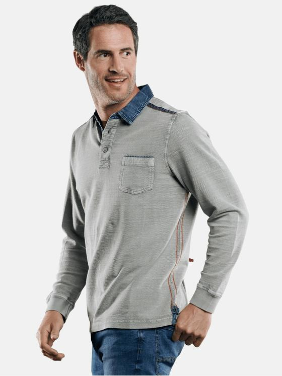 engbers Herren Poloshirt langarm Mausgrau 29232
