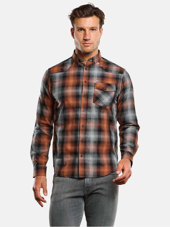 engbers Herren Langarm-Hemd kariert Orange 33652