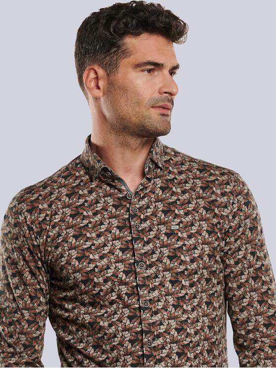 engbers Herren Langarm-Hemd gemustert Orange 32389