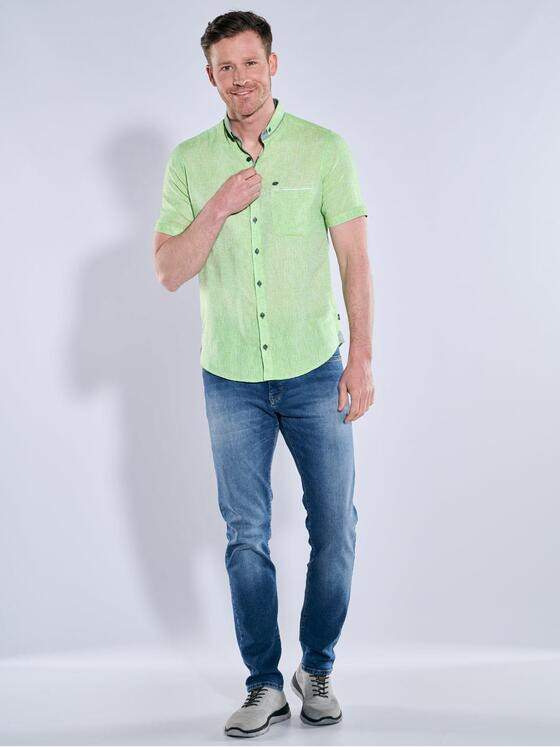 engbers Herren Kurzarm-Hemd mit Leinenanteil Hellgruen 38377