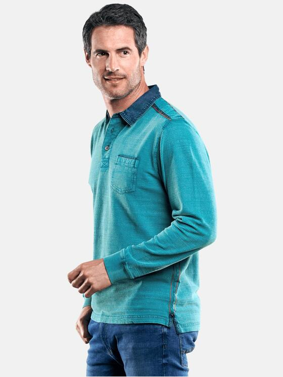 engbers Herren Poloshirt langarm Petrolgruen 29233