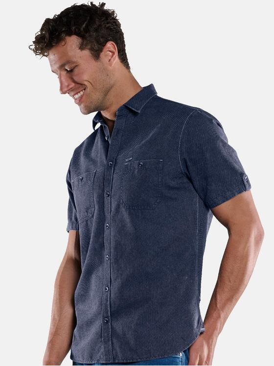 engbers Herren Kurzarm-Hemd uni Blau 33439