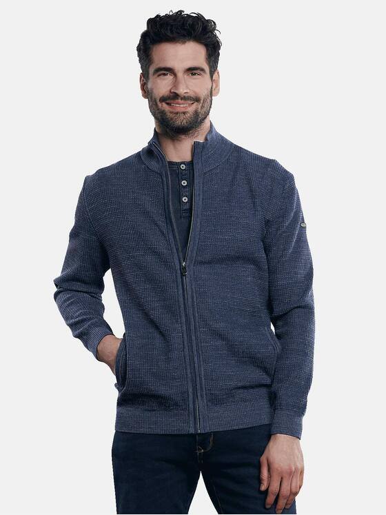 engbers Herren Strickjacke mit feiner Struktur Blau 31252