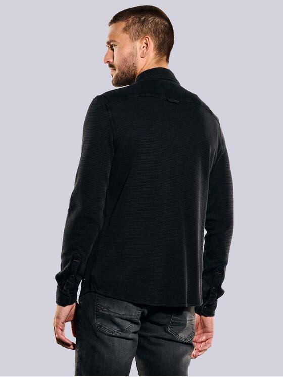 emilio adani Herren Langarm-Shirt mit Polo-Kragen Schwarz 35623