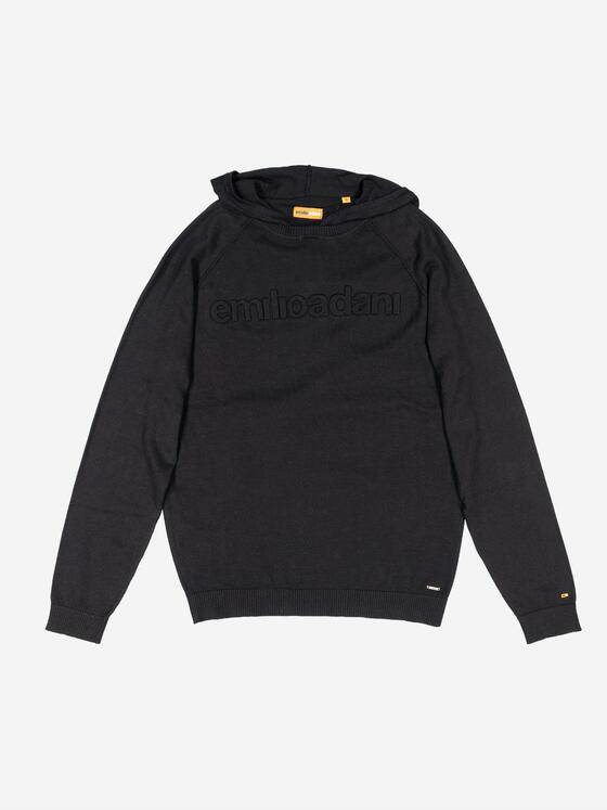 emilio adani Herren Pullover mit Kapuze Schwarz 37443