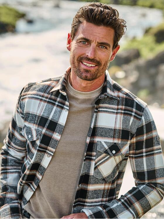 engbers Herren Langarm-Hemd kariert Schwarzbraun 35211