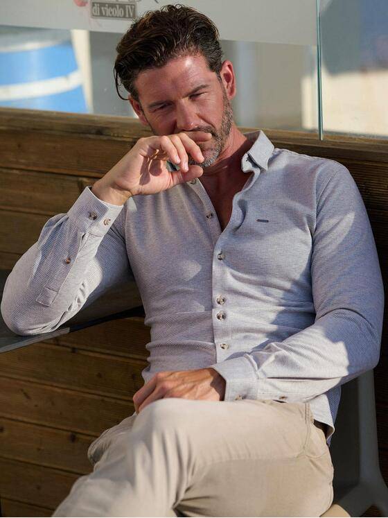 emilio adani Herren Langarm-Hemd in Jerseyqualität Silbergrau 39634