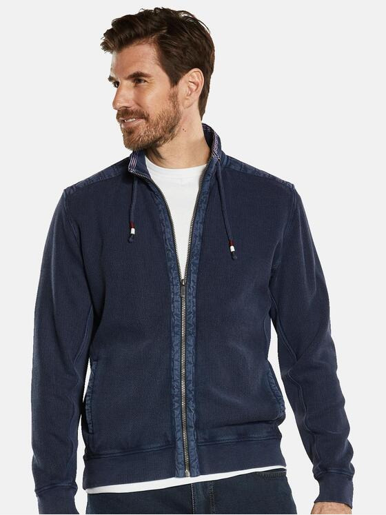 engbers Herren Sweatjacke mit Stehkragen Blau 34333
