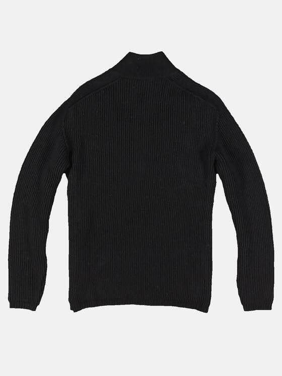 emilio adani Herren Hochwertiger Troyer-Pullover Schwarz 30937