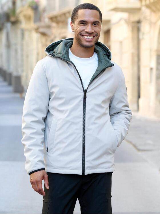 emilio adani Herren Wendejacke mit Kapuze Silbergrau 39285