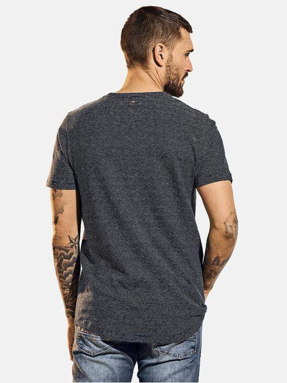 emilio adani Herren T-Shirt gemustert Blau 31631