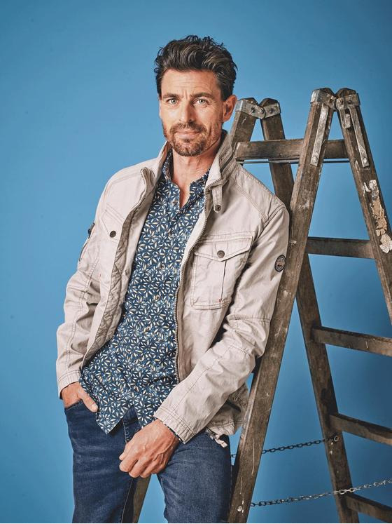 engbers Herren Sportive Baumwoll-Jacke Beige 30639