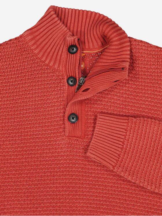 emilio adani Herren Pullover mit Troyerkragen Orange 37790