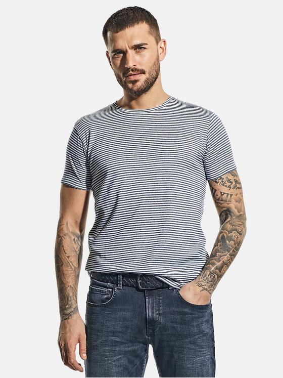 emilio adani Herren Baumwollshirt im Streifendesign Blau 31265