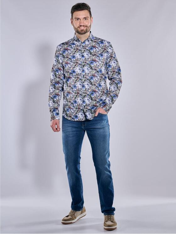 engbers Herren Langarm-Hemd gemustert Royalblau 36225