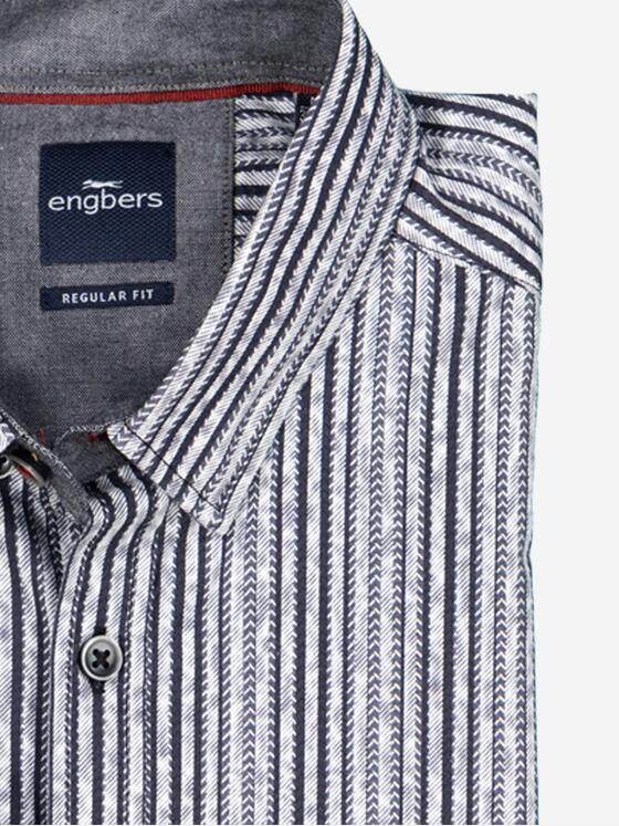 engbers Herren Langarm-Hemd gestreift Schwarz 38110