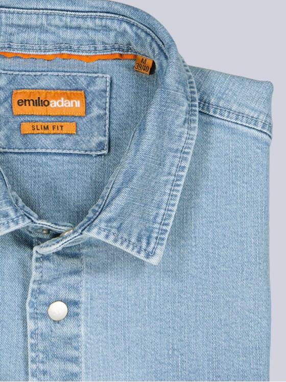 emilio adani Herren Overshirt im Jeans-Look Hellblau 40045