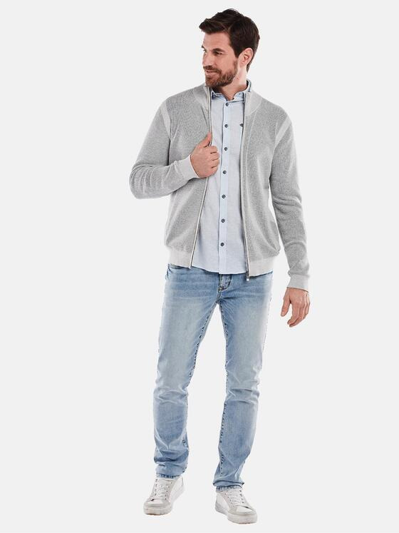 engbers Herren Strickjacke mit Zipper Hellgrau 34554