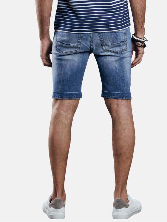 emilio adani Herren Stretch Bermuda im Used-Look Blau 29860