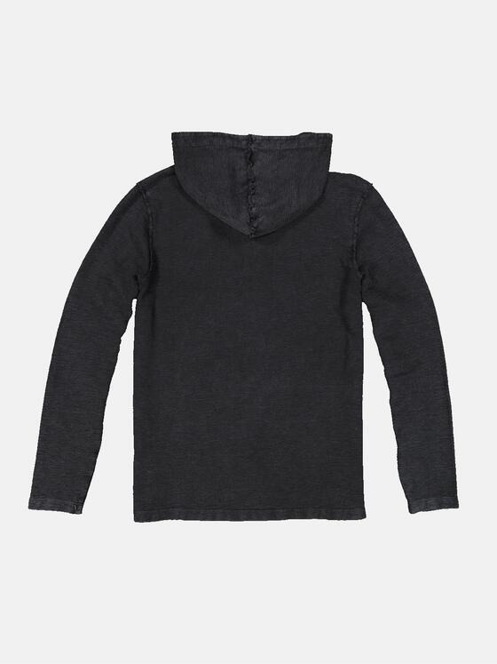 emilio adani Herren Langarm-Shirt mit Kapuze Schwarz 33743