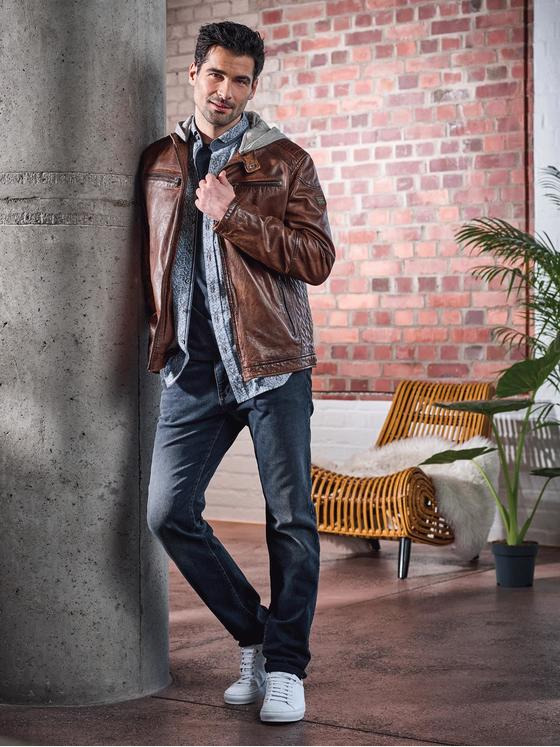 engbers Herren Lederjacke im used-Look Braun 31021