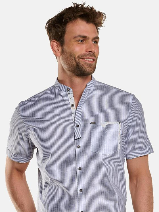 engbers Herren Kurzarm-Hemd gestreift Brilliantblau 33244