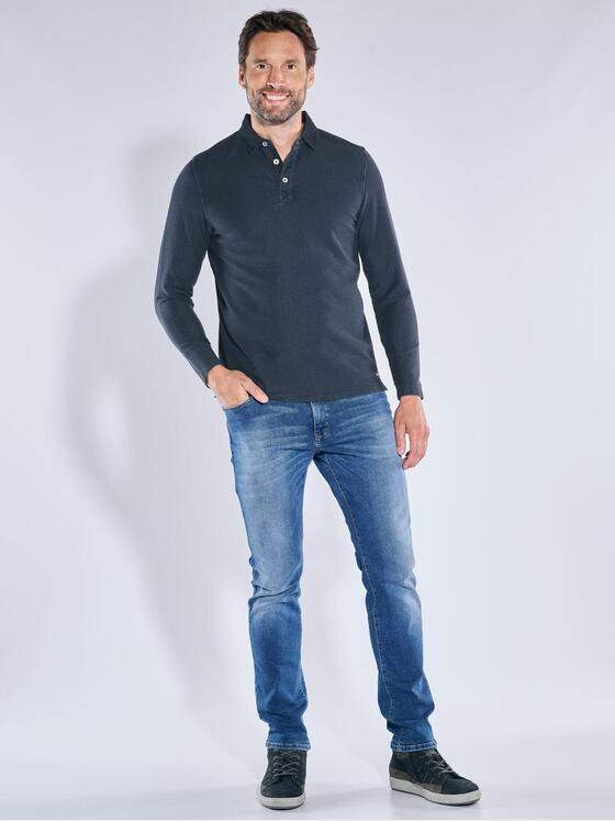 engbers Herren Langarm-Shirt mit Polokragen Saphirblau 39223