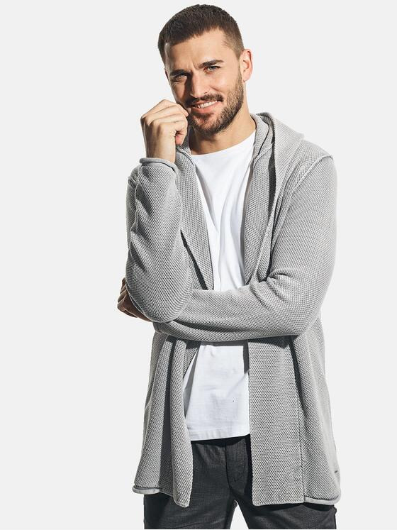 emilio adani Herren Lässige Strickjacke mit Kapuze Grau 30887