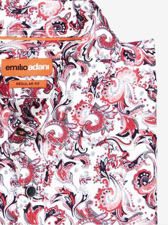 emilio adani Herren Langarm-Hemd gemustert Rot 38107