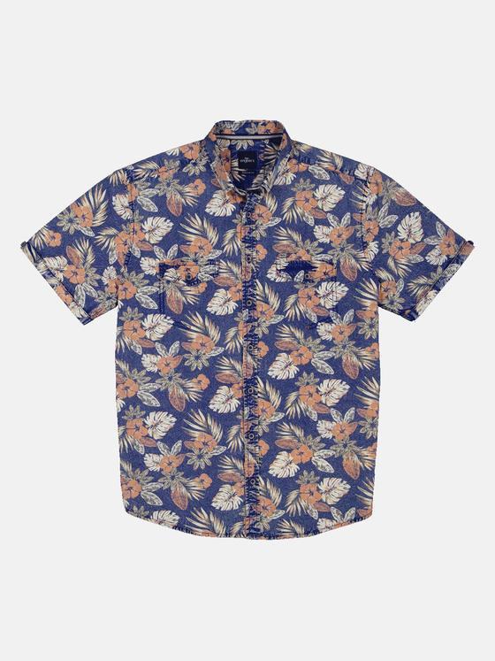 engbers Herren Kurzarm-Hemd gemustert Indigoblau 34764