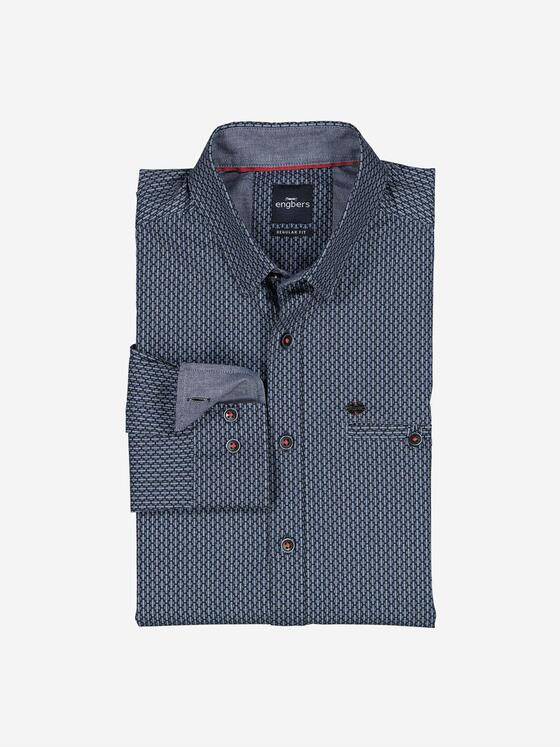 engbers Herren Langarm-Hemd gemustert Saphirblau 37653