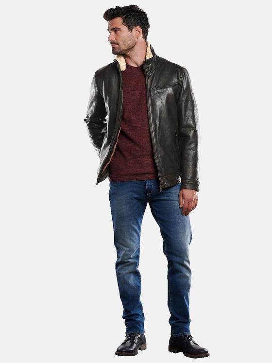 engbers Herren Lederjacke mit abnehmbarem Kragen Dunkelbraun 31847