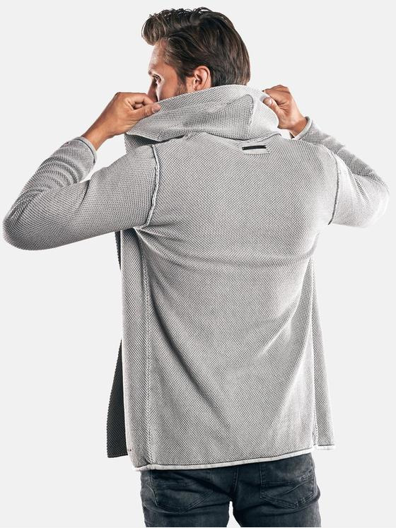 emilio adani Herren Lässige Strickjacke mit Kapuze Grau 30052
