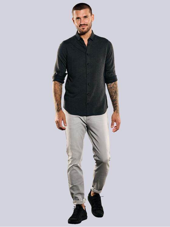 emilio adani Herren Langarm-Hemd aus Jersey Grau 35776