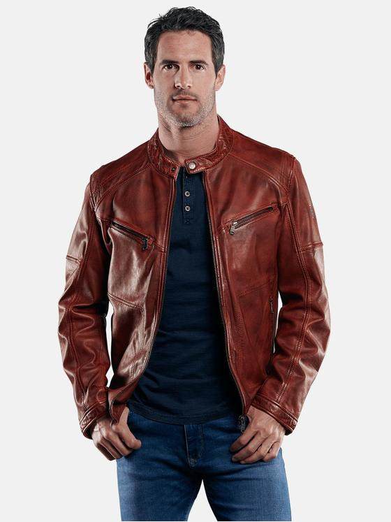 engbers Herren Bikerjacke rustikal gefärbt Rot 29087