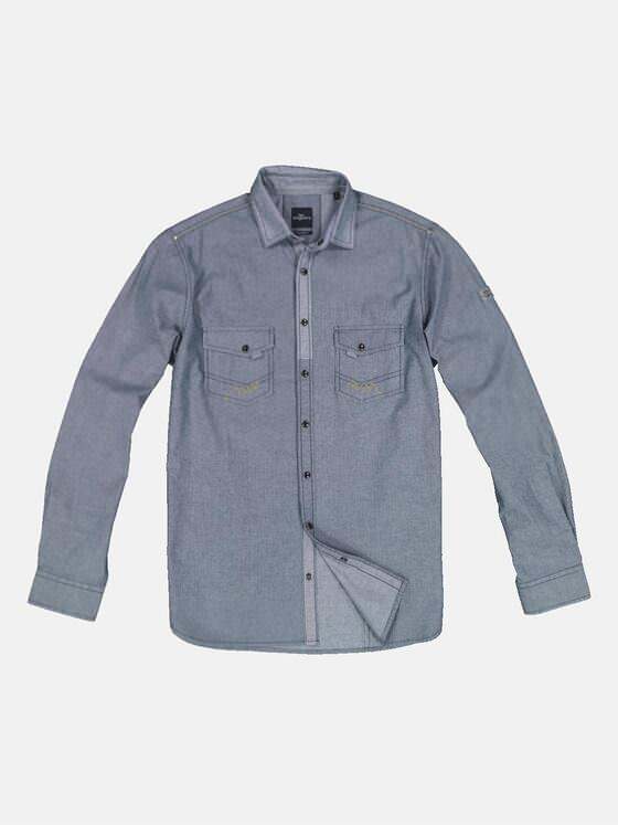 engbers Herren Langarm-Hemd speziell gewaschen Indigoblau 33465