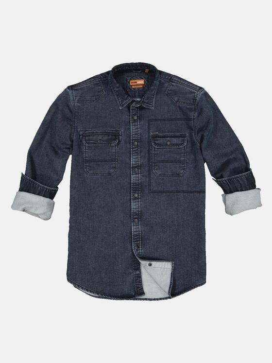 emilio adani Herren Hemd uni Saphirblau 33625