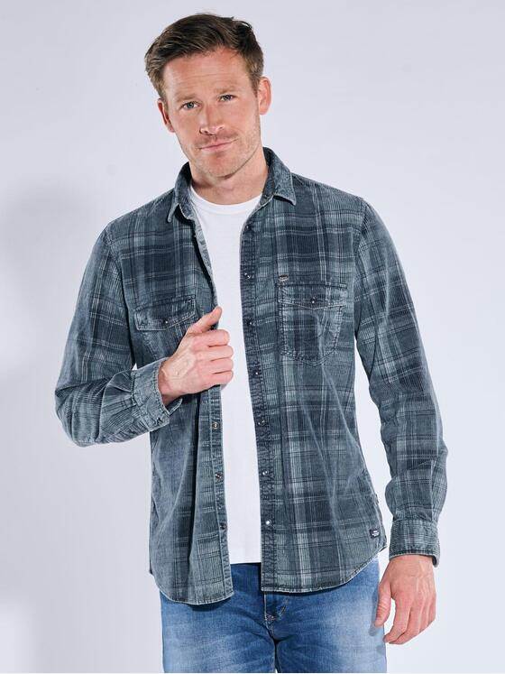 engbers Herren Langarm-Hemd kariert Petrolgruen 39209