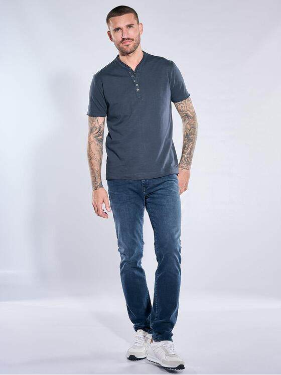 emilio adani Herren Henley T-Shirt Saphirblau 40764