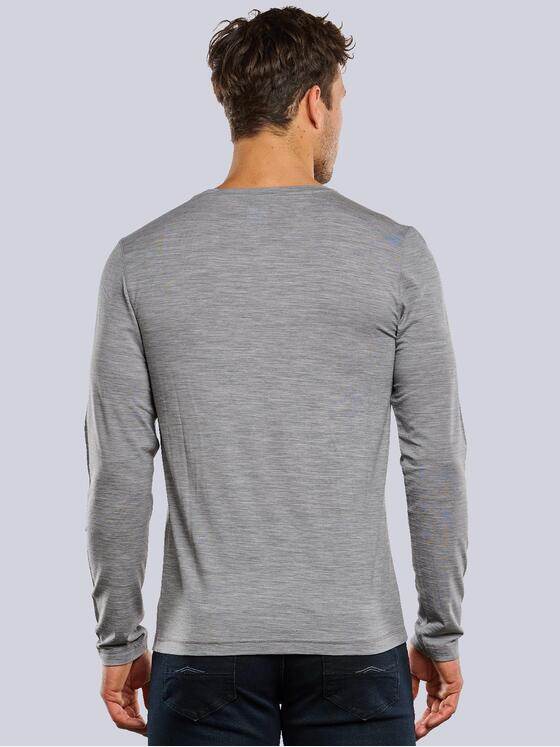 ENGBERS GERMANY Herren Langarmshirt aus Merinowolle Grau 34039